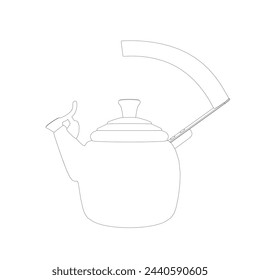 Ilustración de vector de hervidor aislado en blanco, línea de electrodomésticos delinean delgado signo de diseño plano.