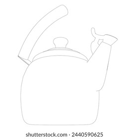 Kettle vector illustration isolated on white, domestic appliance line outline thin flat design sign.