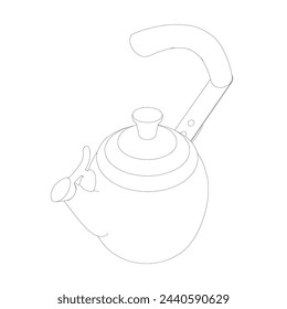 Kettle vector illustration isolated on white, domestic appliance line outline thin flat design sign.