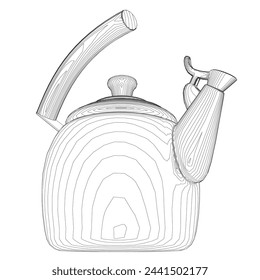 Wasserkocher Vektor-Illustration isoliert auf weißem, Haushaltsgerät Linie Umriss dünnen flachen Design-Zeichen.