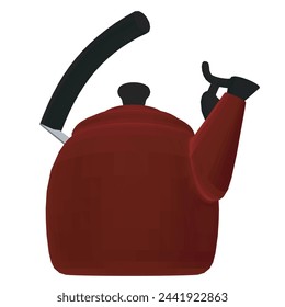 Kettle vector illustration isolated on white, domestic appliance. Polygonal red teapot. 3D.