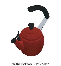 Kettle vector illustration isolated on white, domestic appliance. Polygonal red teapot. 3D.
