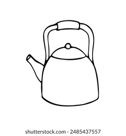 Kettle. Vector illustration of a kitchen utensil. Hand-drawn teapot. Isolated illustration