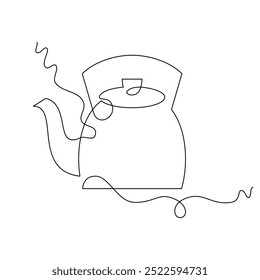 ilustração vetorial de chaleira. arte em linha, uma linha contínua, simples, desenhado à mão e estilo de esboço. para ícones, símbolos, sinais ou logotipos