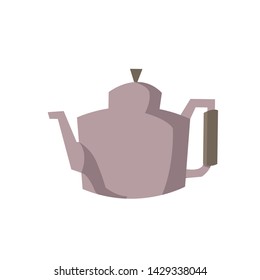 Kettle. Vector Isolated Graphic Design Element. Cute, cartoon, flat, comic, simple kitchen tool, household. Teapot, pot, retro, vintage container for coffee, tea, or other hot beverage.