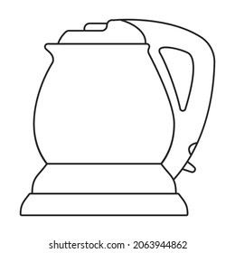 Icono de contorno de vector de kettle. Tetera de ilustración de vector sobre fondo blanco. Icono de ilustración de contorno aislado del hervidor de agua.