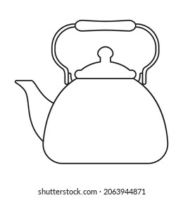Kettle vector outline icon. Vector illustration teapot on white background. Isolated outline illustration icon of kettle .