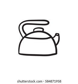 Icono de esbozo de vector Kettle aislado en el fondo. Icono de Kettle dibujado a mano. Icono de esbozo de Kettle para infografía, sitio web o aplicación.