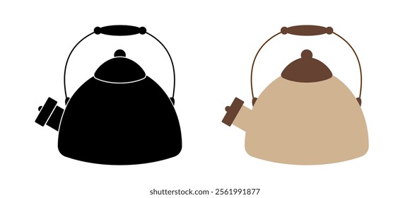 Kettle vector. Teapot silhouette. Kettle antique retro style icon. Kitchen teapot vector