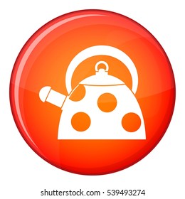 Kettle with white dots icon in red circle isolated on white background vector illustration