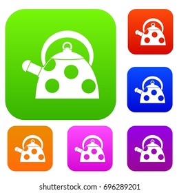 Kettle with white dots set icon in different colors isolated vector illustration. Premium collection