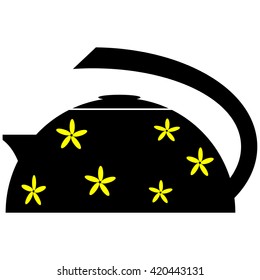Kettle with yellow flowers