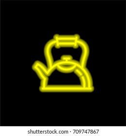 Kettle yellow glowing neon ui ux icon. Glowing sign logo vector