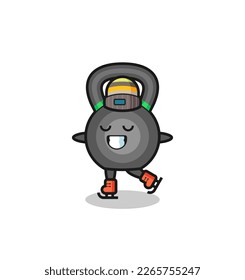 kettleball cartoon as an ice skating player doing perform , cute style design for t shirt, sticker, logo element