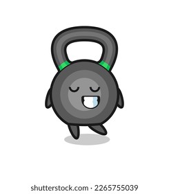 kettleball cartoon illustration with a shy expression , cute style design for t shirt, sticker, logo element