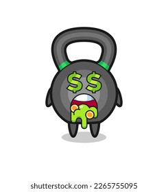 kettleball character with an expression of crazy about money , cute style design for t shirt, sticker, logo element