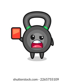 kettleball cute mascot as referee giving a red card , cute style design for t shirt, sticker, logo element