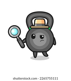 kettleball detective character is analyzing a case , cute style design for t shirt, sticker, logo element