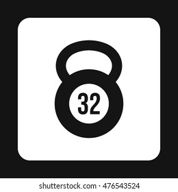 Kettlebell 32 kg icon in simple style on a white background