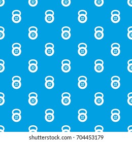 Kettlebell 32 kg pattern repeat seamless in blue color for any design. Vector geometric illustration