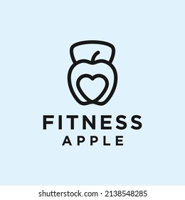 kettlebell with apple logo design vector illustration on white background