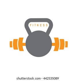kettlebell and barbell fitness vector design template