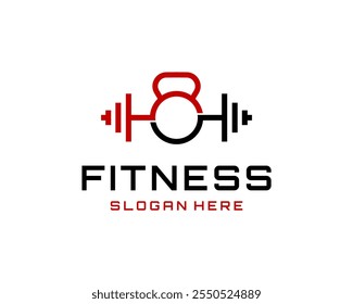 Kettlebell Barbell Gimnasio Fitness Entrenamiento Levantamiento de pesas Línea simple Icono Vector Diseño de logotipos Ilustración