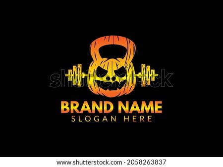 kettlebell, barbell and halloween illustrations vector logo