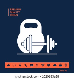 Kettlebell and barbell icon