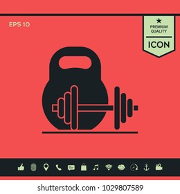 Kettlebell and barbell icon
