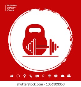Kettlebell and barbell icon