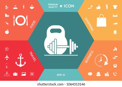 Kettlebell and barbell icon