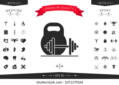 Kettlebell and barbell icon