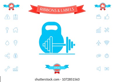 Kettlebell and barbell icon