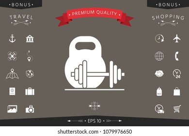 Kettlebell and barbell icon