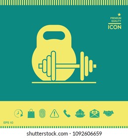 Kettlebell and barbell icon