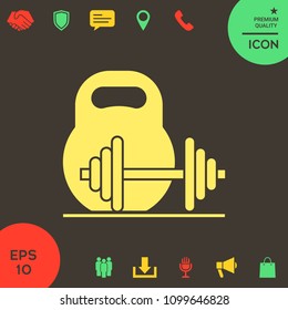Kettlebell and barbell icon