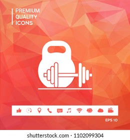 Kettlebell and barbell icon