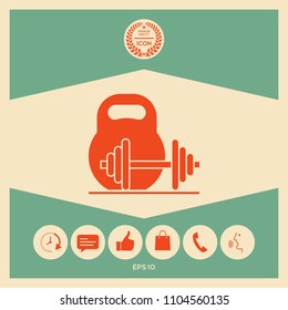 Kettlebell and barbell icon