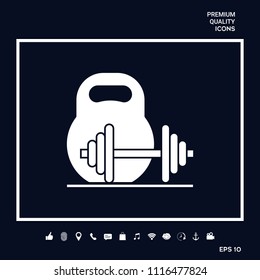 Kettlebell and barbell icon