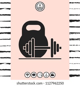 Kettlebell and barbell icon