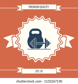 Kettlebell and barbell icon