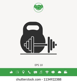 Kettlebell and barbell icon
