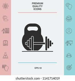 Kettlebell and barbell icon