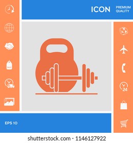 Kettlebell and barbell icon