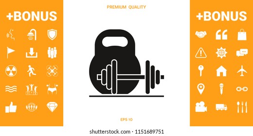 Kettlebell and barbell icon