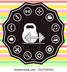 Kettlebell and barbell icon