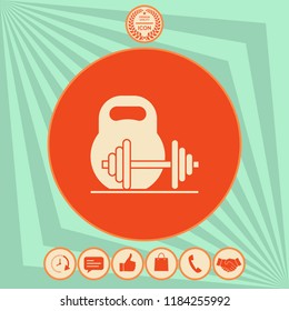 Kettlebell and barbell icon