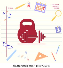 Kettlebell and barbell icon