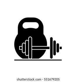 Kettlebell and barbell icon